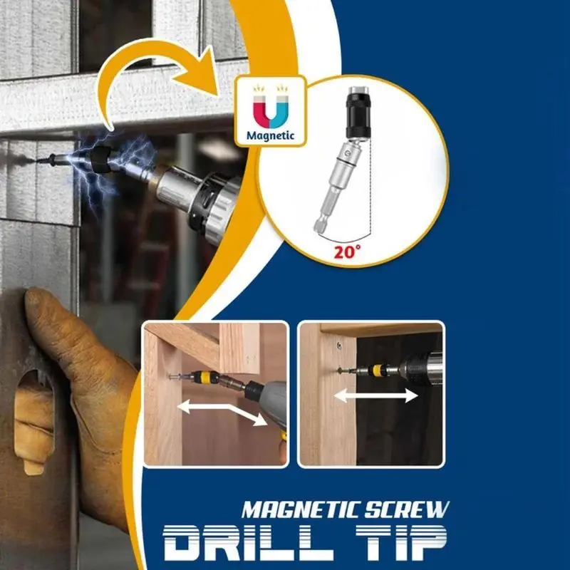 

Impact Tough Bit Holder Magnetic Pivoting Bit Tip Holder Swivel Screw Drill Tip with 20 Pivot Mode, Quick Change Lockin