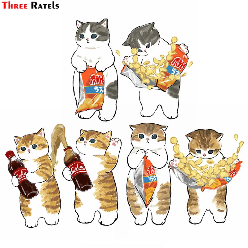 

Three Ratels F241Kitty Cats Celebrate Birthday Stickers For Bike Skateboard Luggage Notebook Laptop Helmet Car Accessories Decal