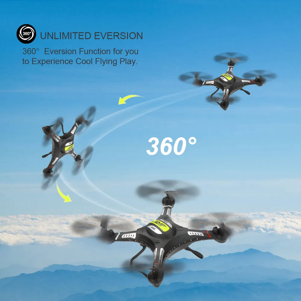 JJRC H8C аэрофотосъемка пульт дистанционного управления Вертолет 2MP HD камера 6 осевой гироскоп 360 градусов Поворотный Светодиодный светильник Дрон ZLRC