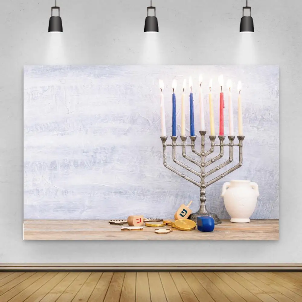 

Happy Hanukkah Photography Backdrops Party Christmas Photo Background Decoration Blue Gifts Vinyl Photo Booth Props