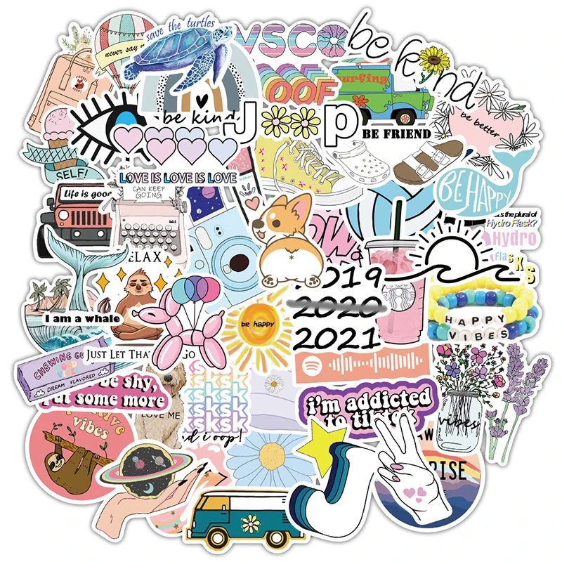 

50PCS Cartoon Girl Stickers For Children Skateboard Scrapbook Suitcase Waterproof Sticker Travel Luggage Laptop Stickers Pack