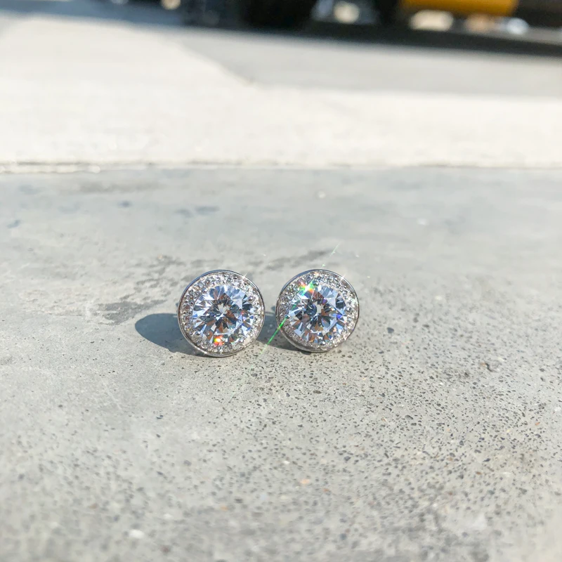 

AINUOSHI Round 2.0 Carat Simulated SONA Diamond Simple Class Stud Earrings For 925 Sterling Silver Surprise Party Gift