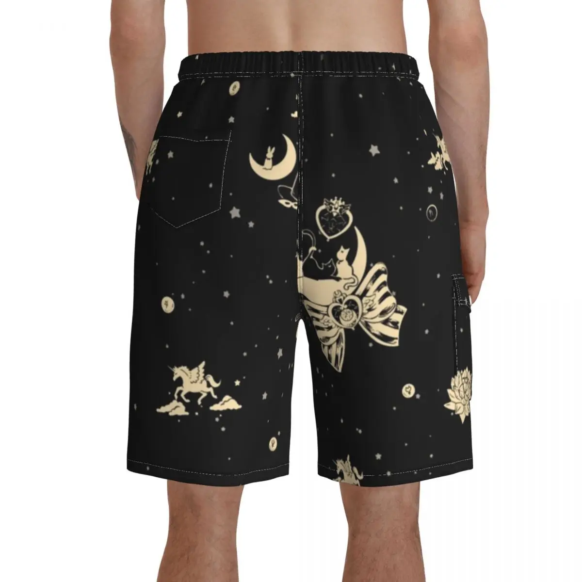

Moon Board Shorts Swimming Trunks Polyester Men Beach Pattern Swim Trunks