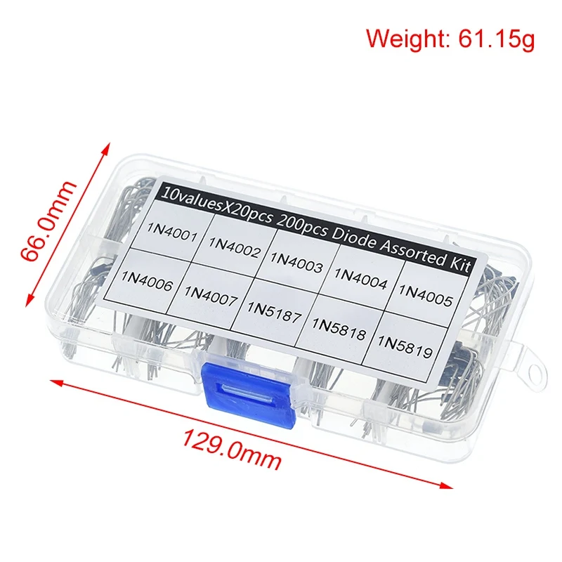 200 шт. 10 значений выпрямительный диод набор в ассортименте 1N4001 1N4002 1N4003 1N4004 1N4005 1N4006