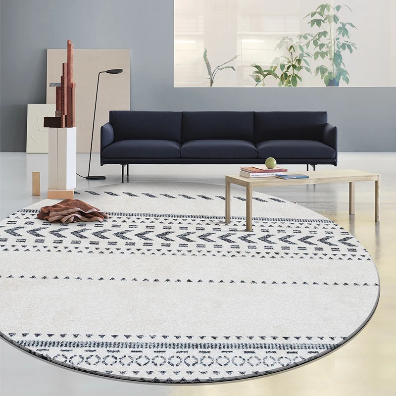 Nordic style round shaped big size all match beige geometric living room coffee table carpet decorative area rug for villa | Дом и сад