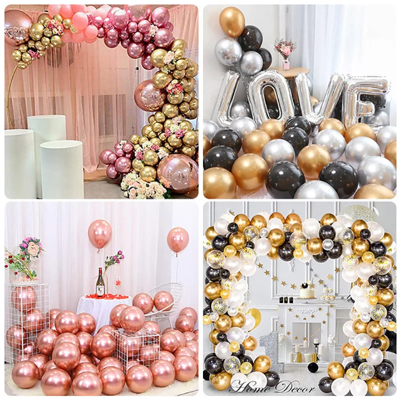 

50pcs 12inch Glossy Metal Pearl Latex Balloons Thick Chrome Metallic Colors helium Air Balls Globos Birthday Party Decor