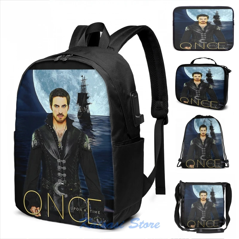 Комикс постер Captain Hook рюкзак с USB зарядкой и лунным светом для мужчин женщин