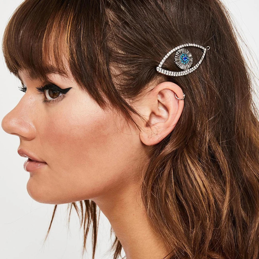 

Hot Sale Women Elegant Alloy Blue Color Eyes Full Rhinestone Hair Clips Barrettes Hairpins Female Hair Styling Accessories H004