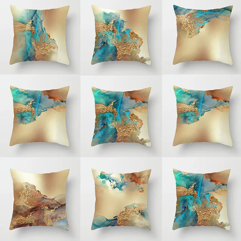 

Watercolor gold foil texture Printed pillow cover Sofa Cushion Case Bed Pillow Cover Home Decor Car Cushion Cover Cute Pillow Ca