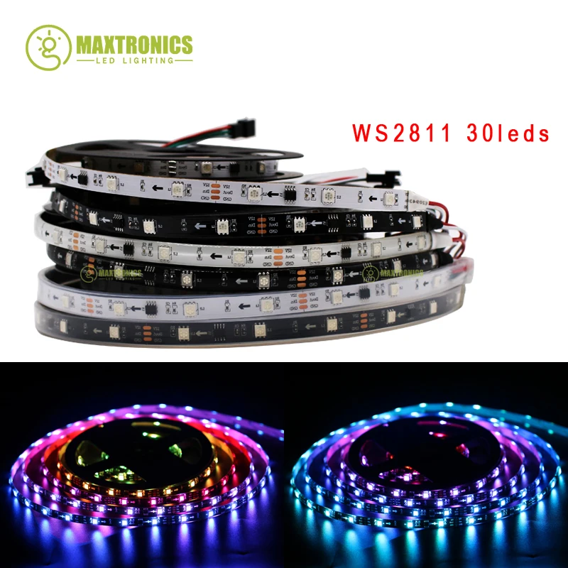 5 м/рулон DC12V ws2811 2811 ic 5050 SMD rgb полоса Адресуемая 30/60 светодиодов/m IP30/IP65/IP67