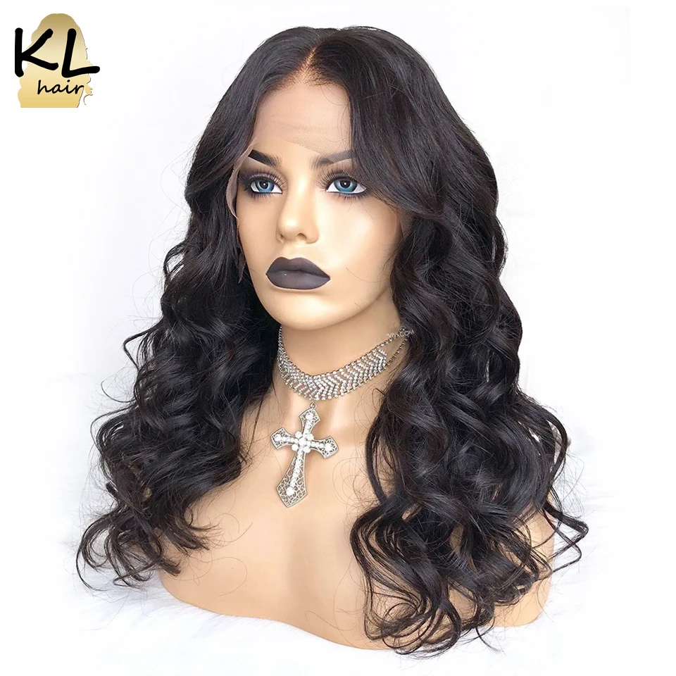 KL Hair волнистые 360 кружевные передние парики с детскими волосами натуральные черные бразильские волосы remy кружевные передние человеческие волосы парики для женщин