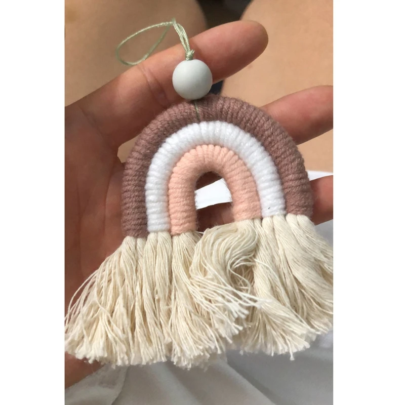 

1PC Handmade Rainbow Phone Strap Cotton Pendant Mobile Phone Straps Lanyard Key Ring Mobile Phone Accessories