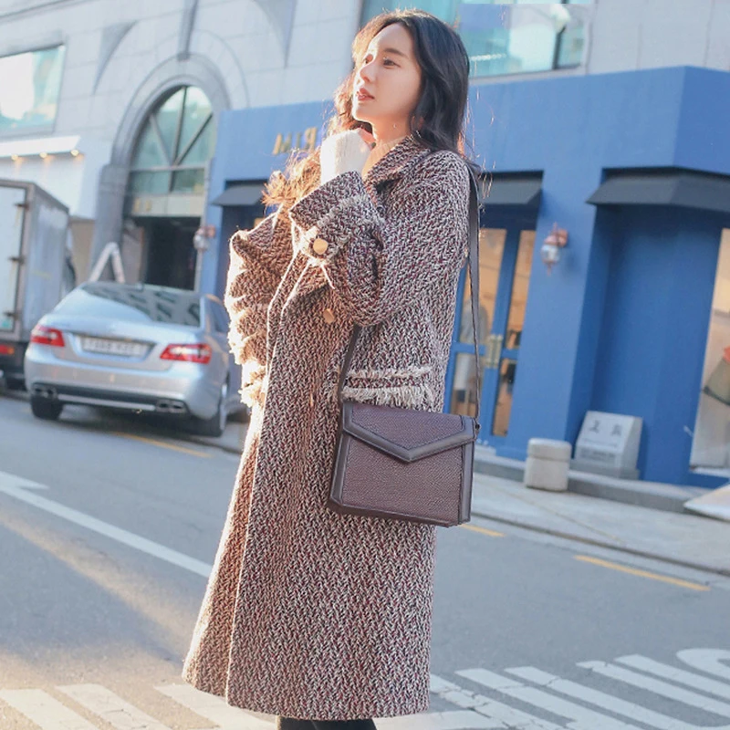 Overcoat Woman Winter Plus Size 5XL Fashionable Casual Female Loose Long Tweed Coat Warm Oversize Office Attire