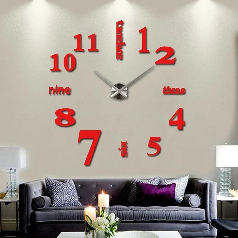

Home Decoration Living Room Stickers 3d Big Acrylic Mirror Wall Clock Diy Quartz Watch Decor Wall Sticker