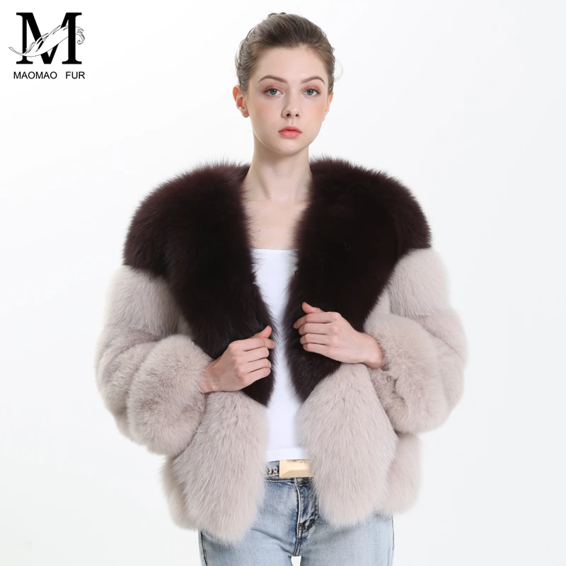 MAOMAOFUR пальто из натурального Лисьего меха женская натуральная меховая верхняя одежда женская Женская Толстая теплая куртка из натурального меха пальто из натурального Лисьего меха