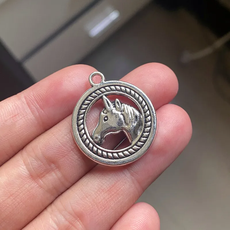 

12PCS/Lot 29X25mm Horse Connector Charms Tibetan Silver Color Pendant Fit For Jewelry Making Accessories Crafts Wholesale