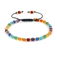new women jewelry bracelet 4mm faceted natural stone bead adjustable macrame bracelet lady gift