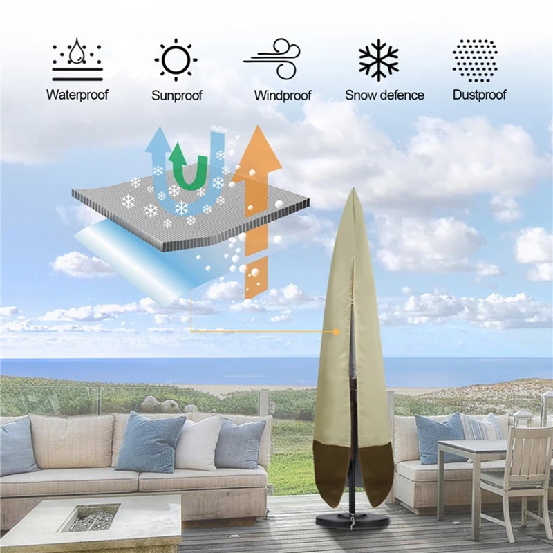 

ZL Dust Cover With Zipper Waterproof UV Protection Umbrella Cover Garden Restaurant Shield Cloth Rain Cover