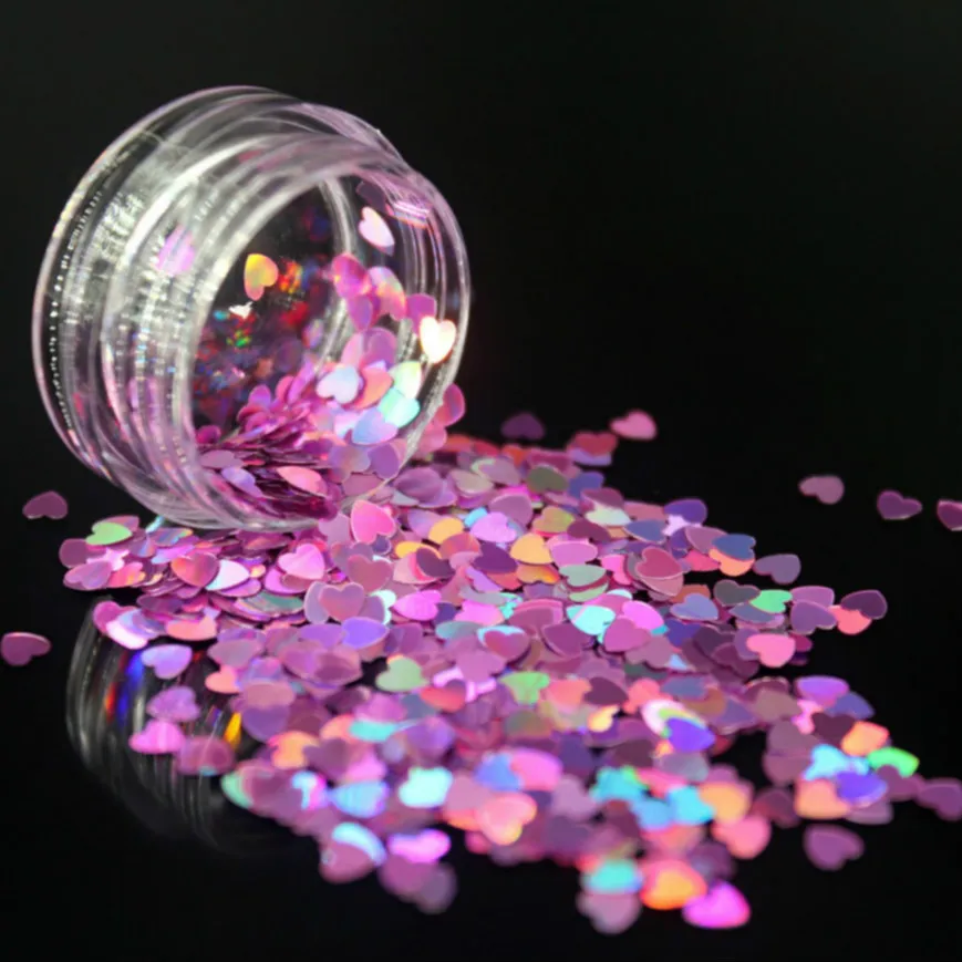 1 коробка глубокий розовый цвет блестки в форме сердца Модный лак для ногтей 12