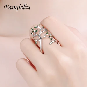 Женское Винтажное кольцо Fanqieliu, из серебра 925 пробы, регулируемое, с деревом, FQL20499