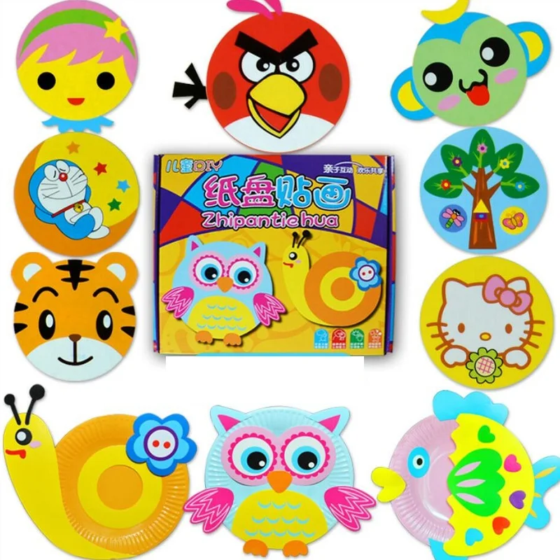 Игрушки 10 шт./кор. детская разноцветная бумага тарелка для детей DIY игрушки