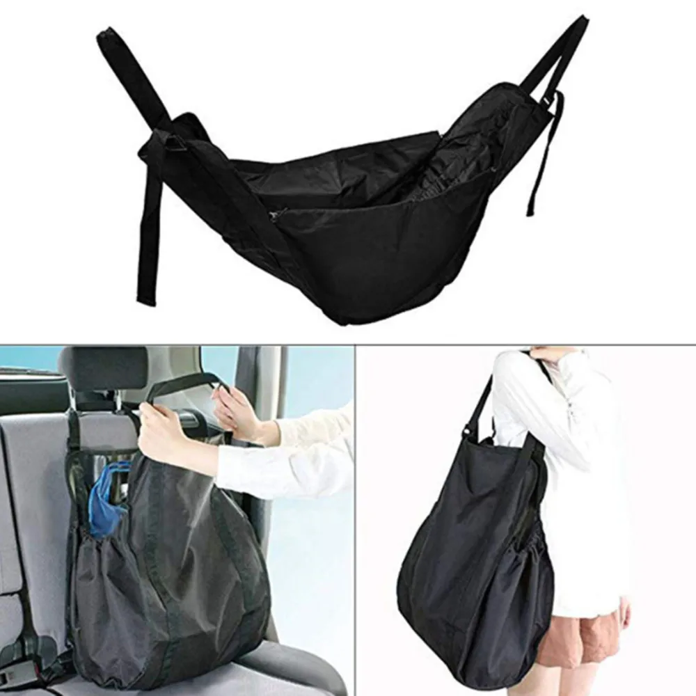 

Multifunction Oxford Cloth High Capacity Stowing Tidying Shopping Basket Foldable Car Rear Storage Bag Accessories Black