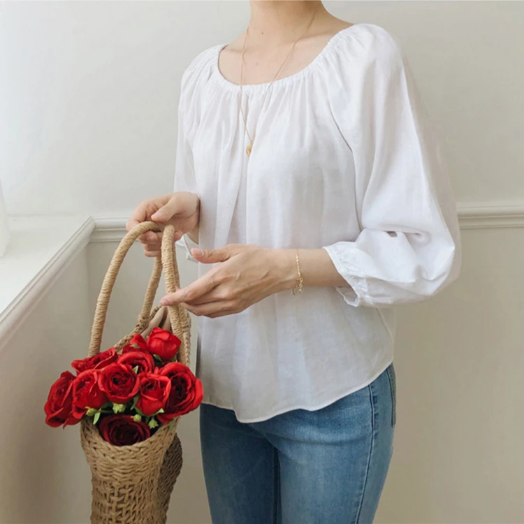 Женская блузка с рукавами-фонариками элегантная повседневная плиссированная