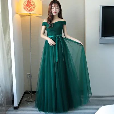 B BSHS-8075# черно-зеленое платье подружки невесты; длинное платье для свадебной вечеринки на шнуровке; рождественское платье на выпускной; Недорогое Платье для девочек; - Цвет: B