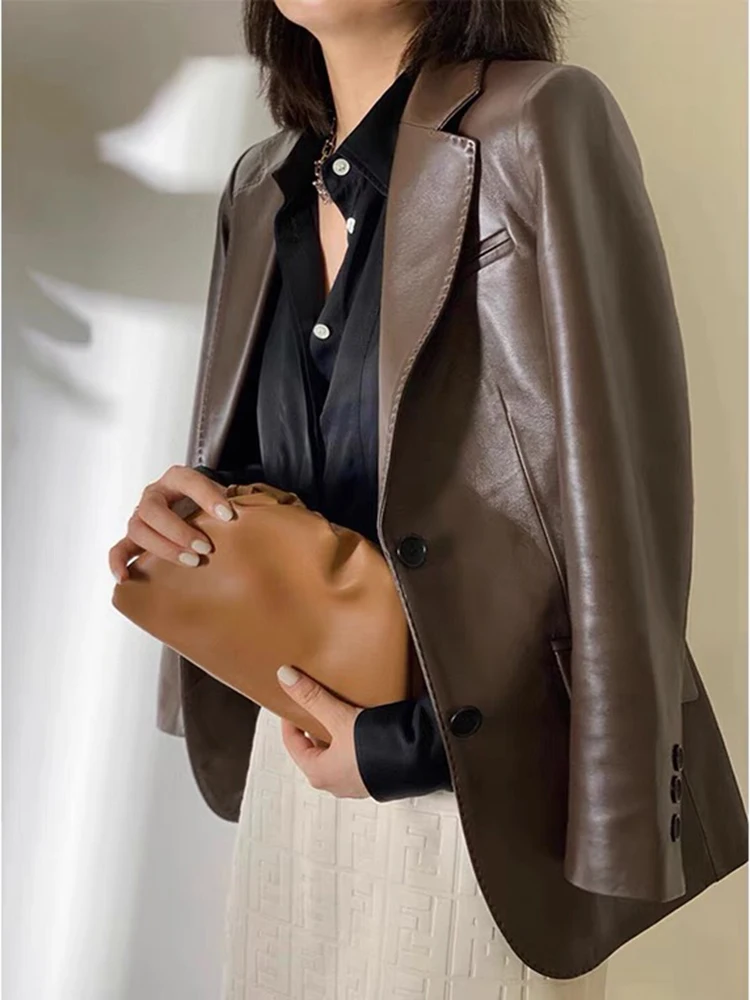 High Quality Spring Women's Lady's Thin Real Sheepskin Leather Women Slim Genuine Leather Jacket Coat