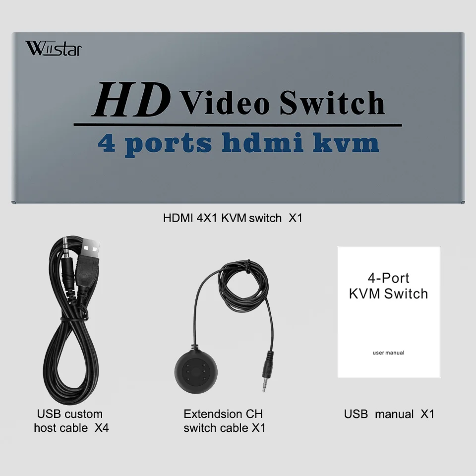 4K Switch KVM HDMI 4 Input 1 Output Switcher 3-port USB HDMI KVM Switch 4X1 4kX2K/30HZ HDCP1.2 for PC laptop windows&macs images - 6