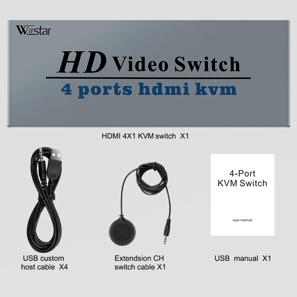 4K переключатель KVM HDMI 4 Вход 1 Выход коммутатор 3-портовое usb-зарядное устройство 4X1