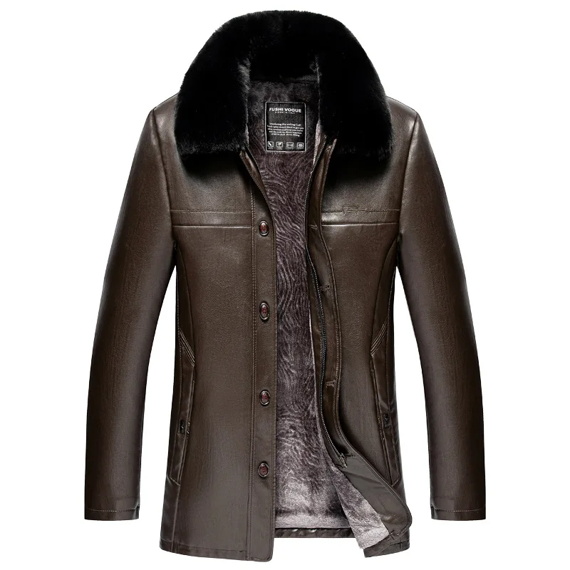 

2020 New Winter Men's Keep warm Jackets Leather Bomber Jacket Leather For Popular Clothes Mens Faux Fur Coats Size 4XL