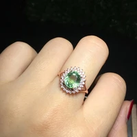 luxurious big wide leaf flower natural gemstone ring natural multicolor tourmaline ring s925 silver womens party gift jewelry