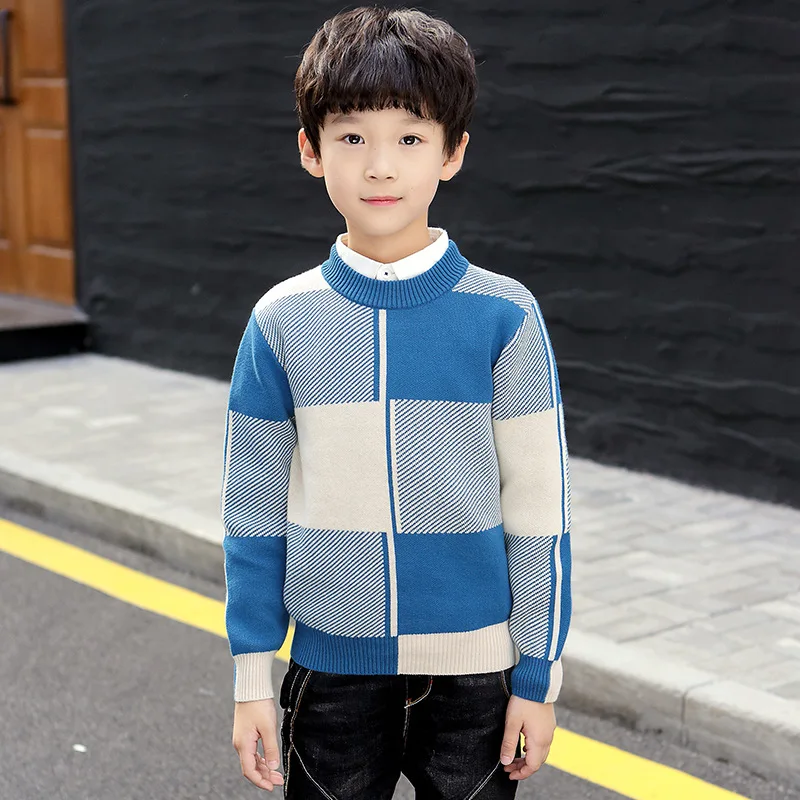 Зимняя детская одежда зимняя хлопковый утепленный свитер для мальчиков пуловер