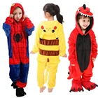 Детские пижамы в виде единорога, Детские кигуруми, паук, цвет красный, желтый, милая мультяшная детская пижама, зимняя фланелевая одежда для сна для мальчиков и девочек