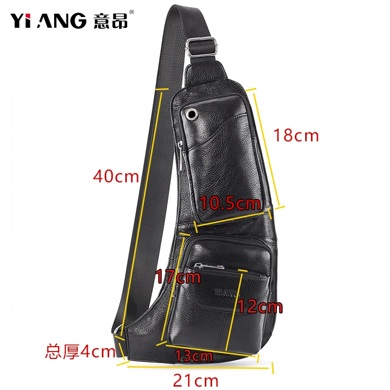 100% натуральная кожа Мужская нагрудная Сумка слинг Повседневная сумка мессенджер