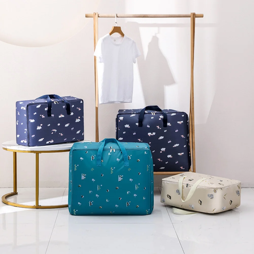 

Portable Foldable Storage Bag Cartoon Quilt Pillow Blanket Clothes Organizer Moistureproof Wardrobe Organize Bag Home Supplies