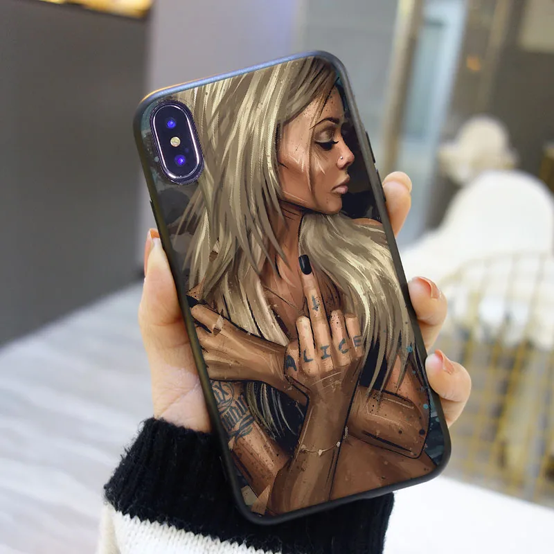 Чехол для iPhone X XR XS MAX 8 7 6 S черная девушка сексуальный крутой силиконовый мягкий