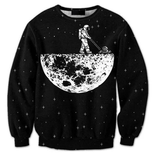 

CNUUIKOOEK Sweatshirts Men's 3D Moon Astronaut Printed Hoodie Long Sleeve Pullover Popular Brand Men's Hoodies
