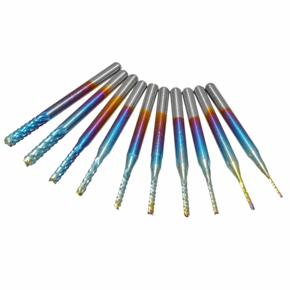 

10pcs End Mill Engraving Bits Set 3.175mm Shank CNC Router Bits Ball Nose PCB Milling Cutter Carbide Milling Tools