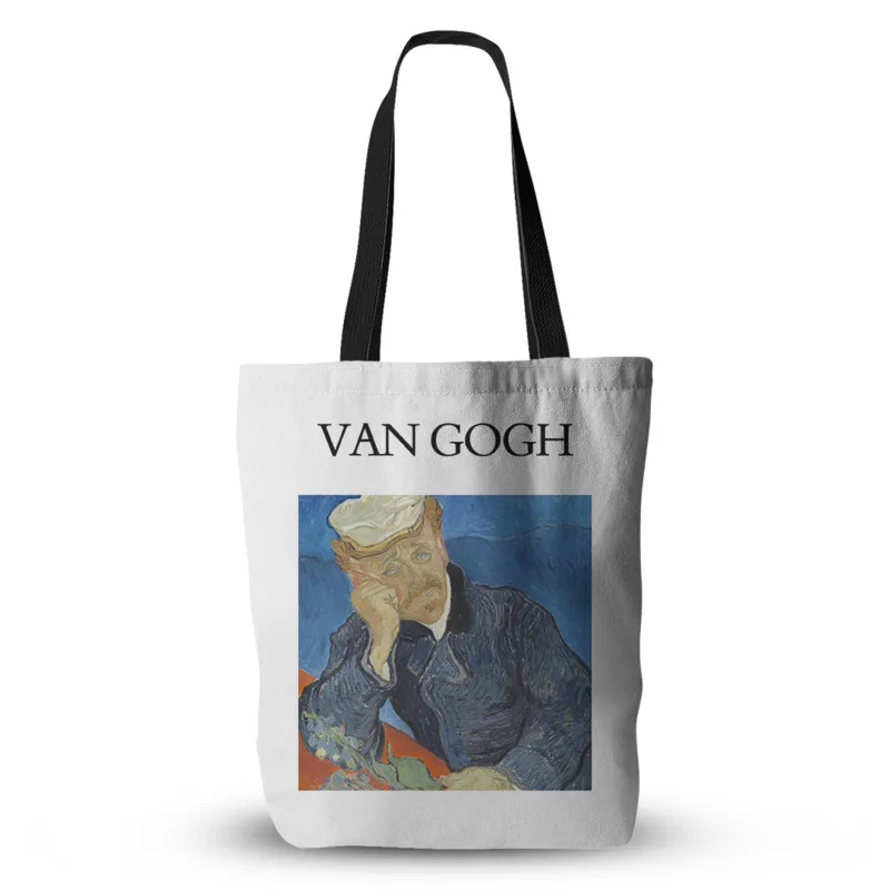 

Women Bag Van Gogh Self Portrait Canvas Bag Messenger Bag Oil Painting Shopping Bag Canvas Environmental Female Protection Bag