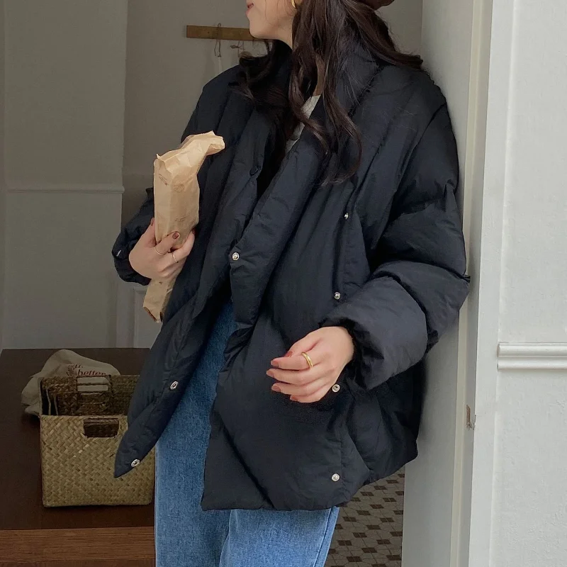 2021 Women Thick Padded Jacket New Winter Stand-up Collar Parkas Long Sleeve Outerwear Women Fashion Solid Thick Short Coats