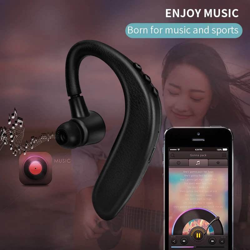 

Wireless Bluetooth Earphones Stereo Headset 220mAh Single Handsfree HD Mic Hifi Business Bluetooth Headphones for Driving Calls