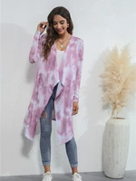 autumn winter women irregular print knit cardigan jacket elegant fashion basic long sleeve tops coat 2021
