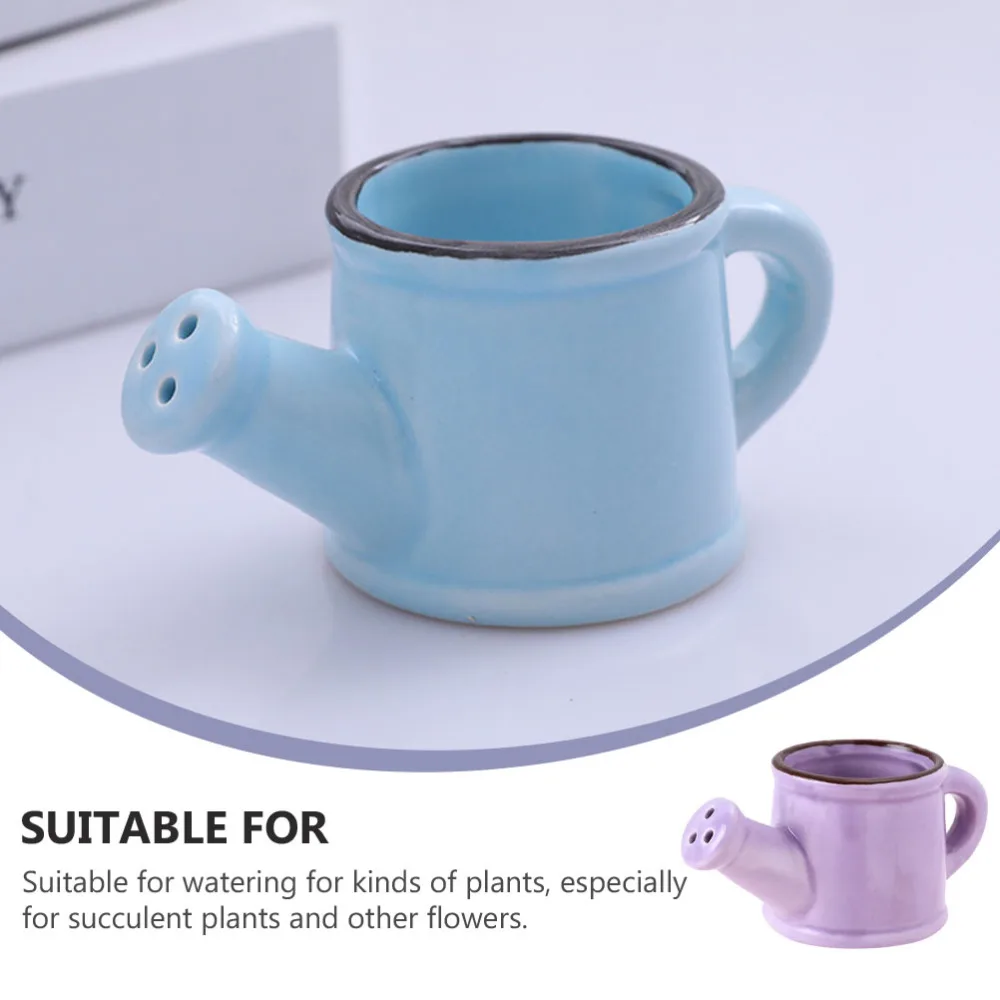

2pcs Ceramics Flower Watering Pots Garden Watering Pot for Home (Purple, Blue)
