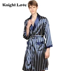 Мужской Халат с v-образным вырезом, Шелковый банный халат в полоску, Мужская пижама с длинным рукавом, Сексуальная мужская пижама размера плюс 5XL