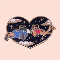 zf3181 anime boy and girl jewelry enamel pins and brooches cartoon creative metal denim hat badge for friends kids