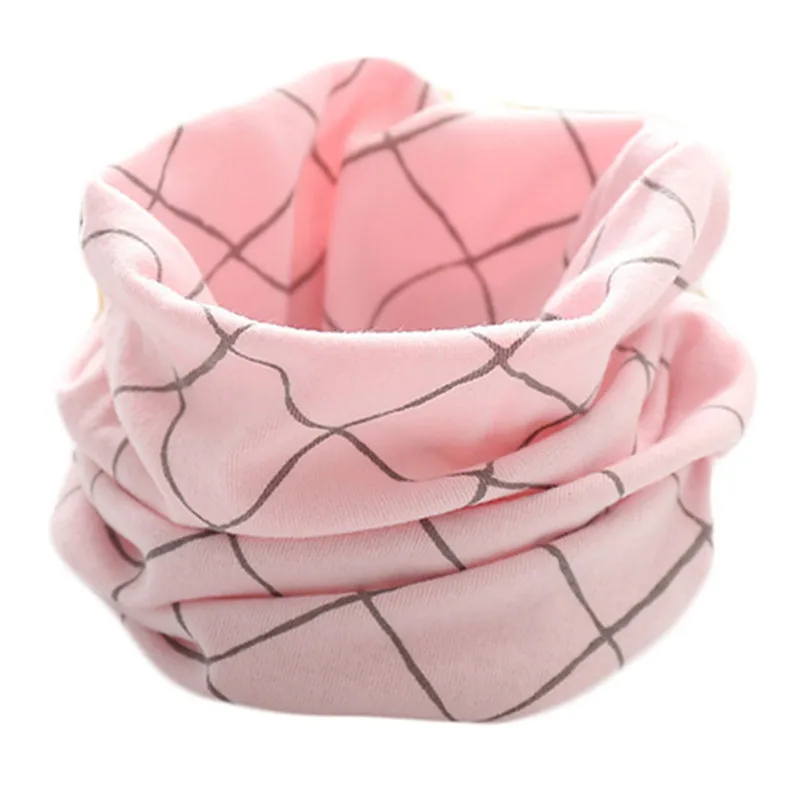 grid pink "из хлопчатобумажной ткани для мальчиков и девочек, шарф для девочек, для мальчиков Слюнявчики осень-зима теплые детские воротники шеи-хомут с круглым воротником для мальчиков и девочек шейный платок - Цвет: grid pink