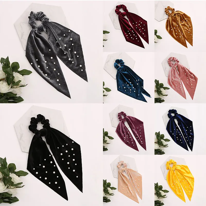 Модный головной убор DIY лук стримеры бархатные резинки для волос лента конский