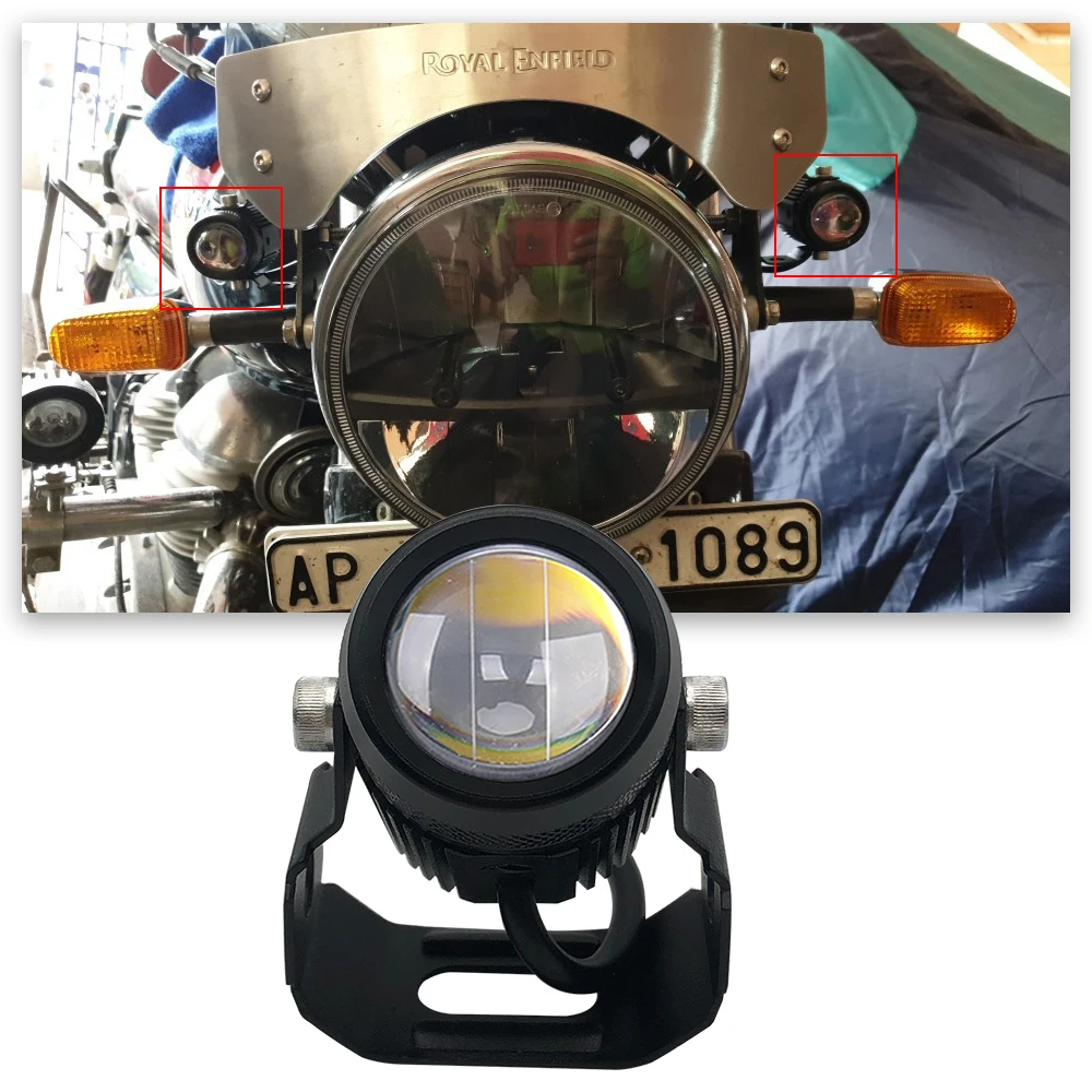 New high power spotlight small driving hi/lo headlight white yellow led laser gun light Motorcycle Motorbike Scooter Headlamp